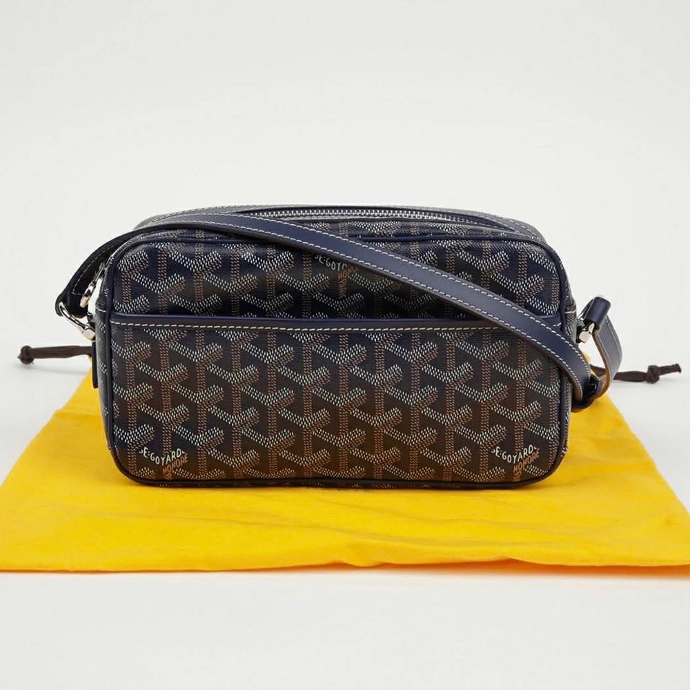 Goyard-Style Navy Crossbody Bag